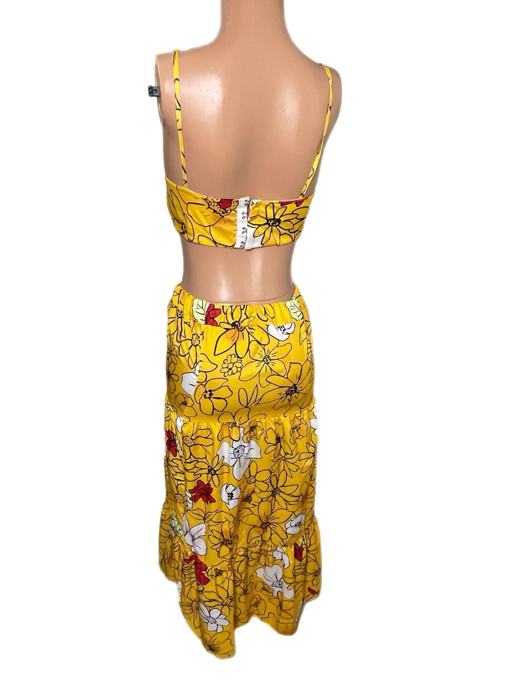 Bohemian Floral 2 Piece Summer Maxi Skirt & Crop Top - Picture 2 of 8